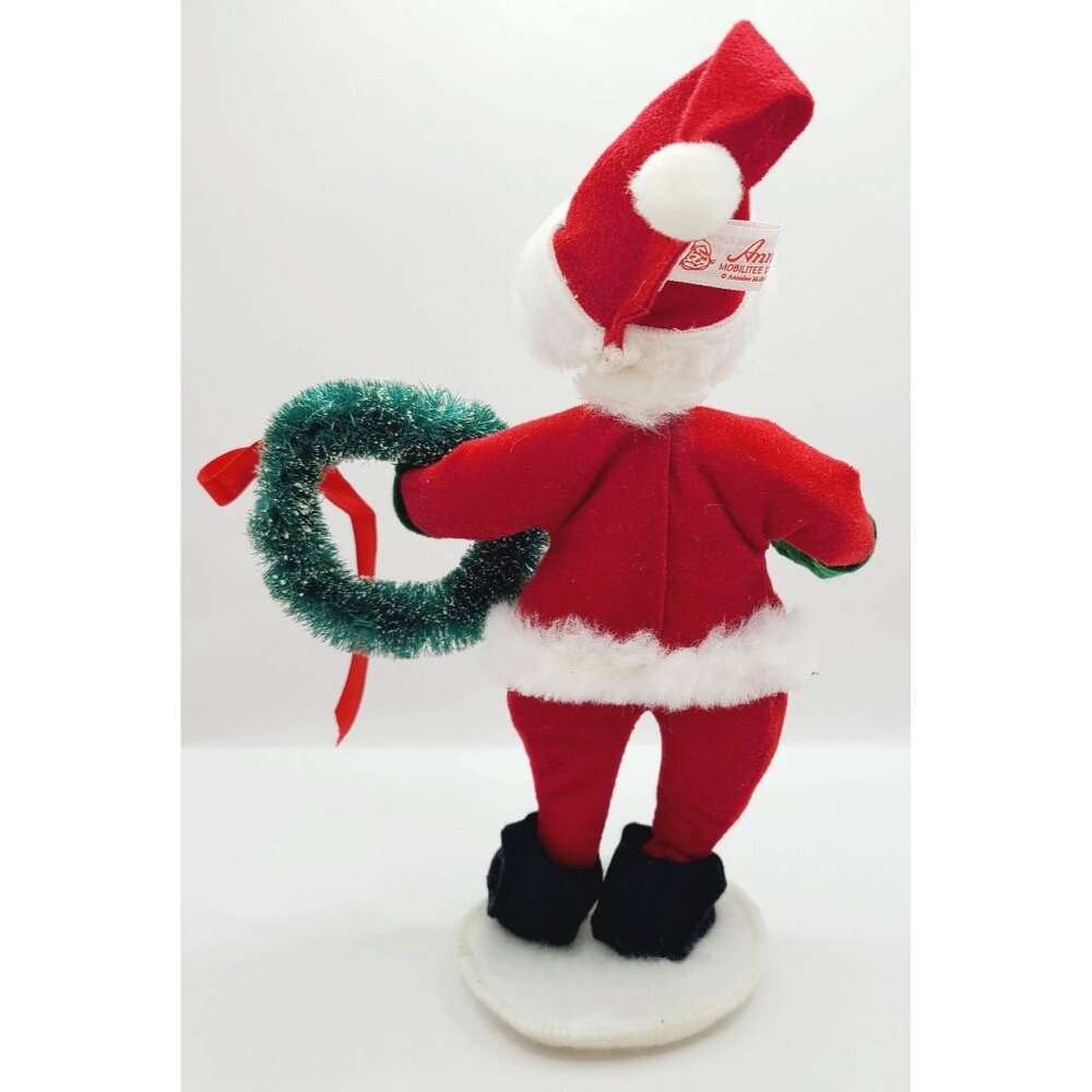 Annalee Santa Claus Mobilitee Figurine W/ Wreath 1990's Christmas Decor Vintage - Picture 5 of 10